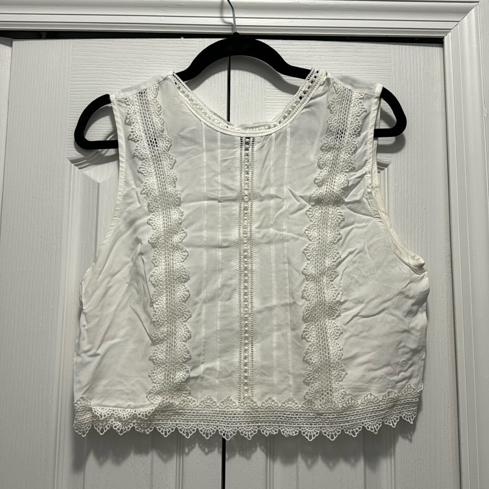 White Eyelet Fabric Blouse